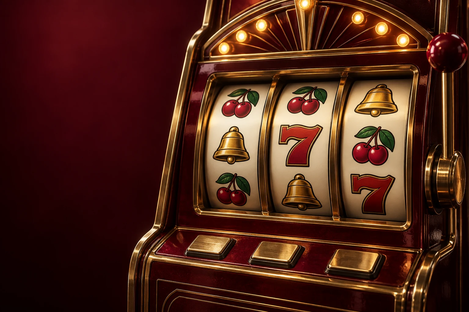 An original slot cabinet with illuminated reels